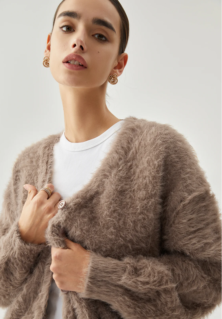 Button-down Fuzzy Cardigan®