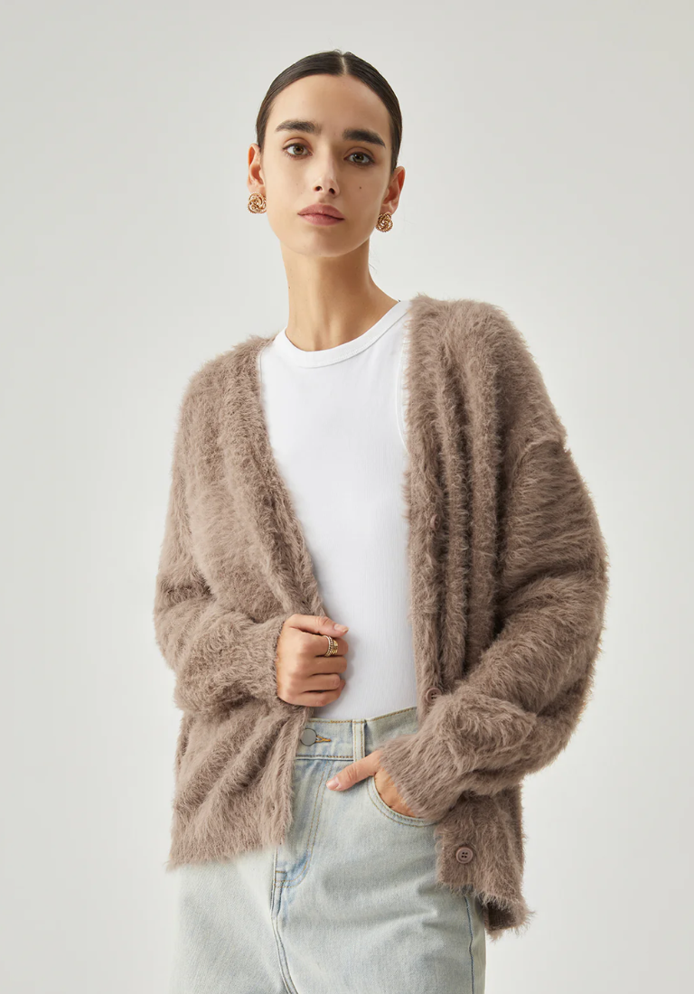Button-down Fuzzy Cardigan®