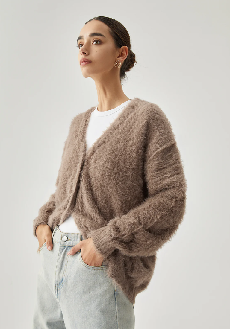 Button-down Fuzzy Cardigan®