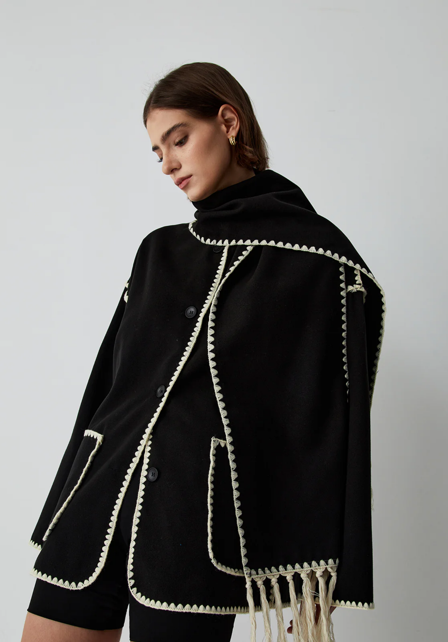 Contrast Trim Scarf Jacket®