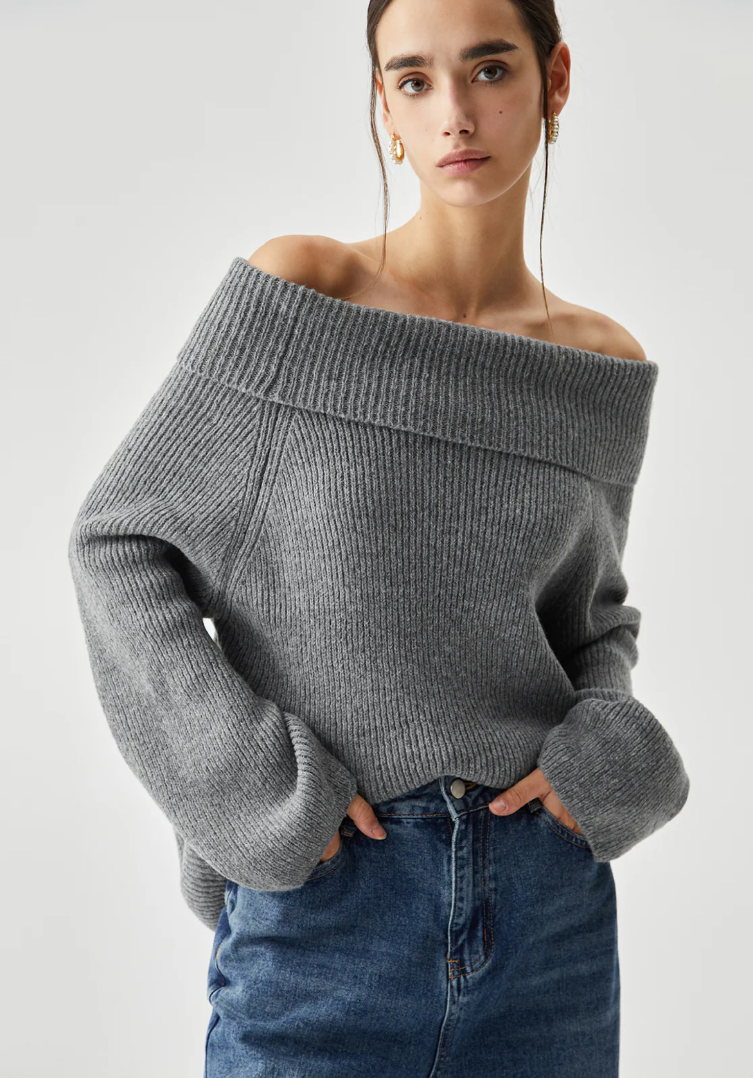 Knitted Off-Shoulder Sweater®