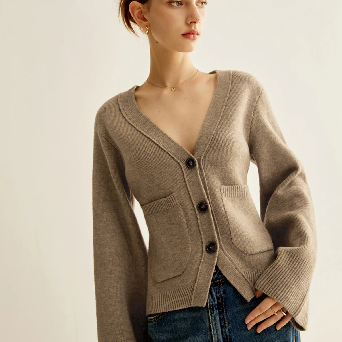 extreme cashmere short-sleeved cardigan petite flyer