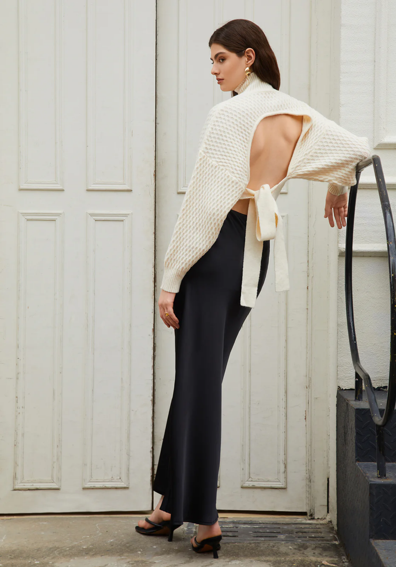 Tie-Back Mock Neck Sweater®